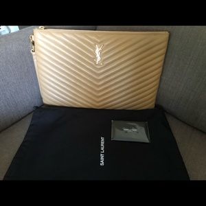 Saint Laurent Large Monogram Matelasse Pouch